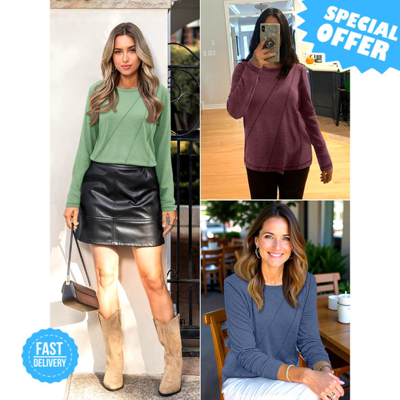 BRAND NEW ATHMILE Casual Long Sleeve Pleated Top - Perfect for Fall! - Picture 3 of 4